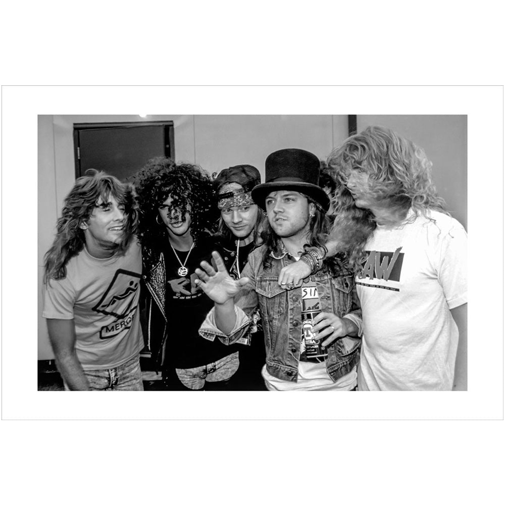 Lars Ulrich (Metallica), Slash & Axl Rose (Guns N' Roses), Dave Mustaine & Jeff Young (Megadeth), Donington 1988